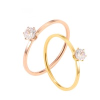 Hot Selling Rvs Rosébloemenpaar Ring Verlovingstrouwring Paar Ring Voor Valentijnsverjaardag Cadeau