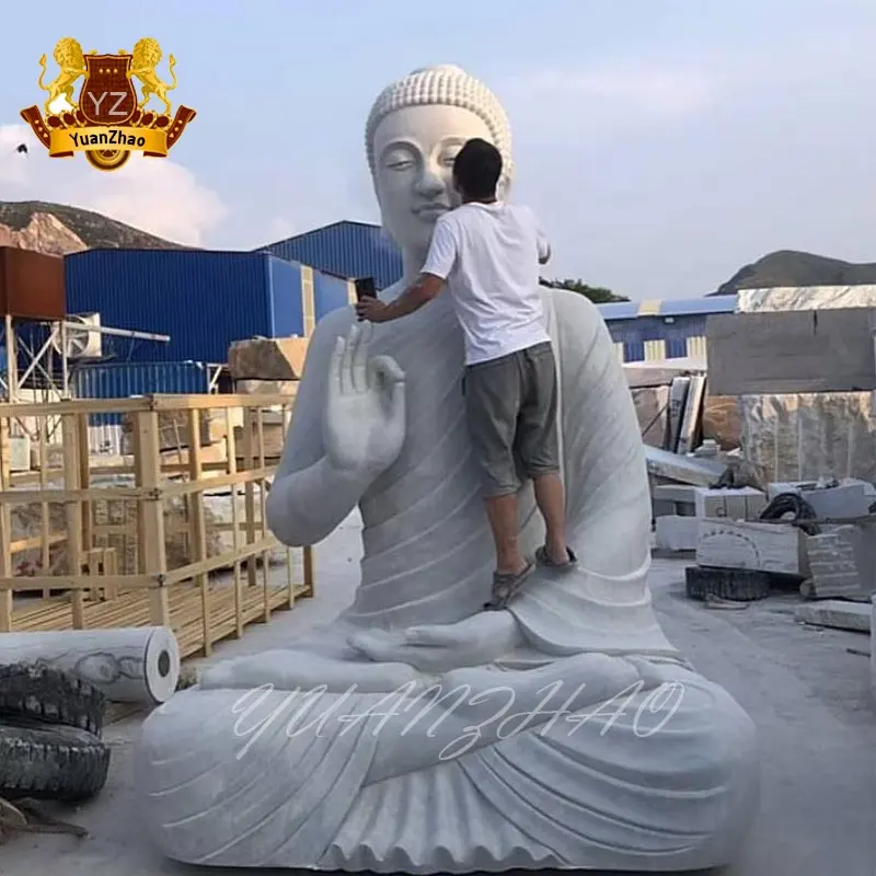 Religiöser Tempel Weißer Stein Buddha Statue Großer Marmor Stein Buddha im Freien