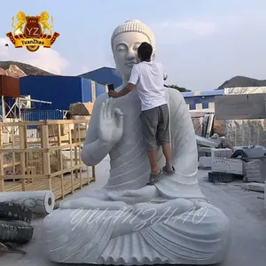 Tempio religioso statua di Buddha in pietra bianca Buddha in pietra di marmo per esterni di grandi dimensioni