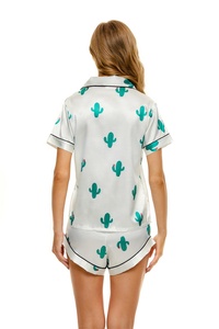 Fabrik-Großhandel Kurzärmeliges Heimkleidungsset Bedruckte Damen-Pyjamas Weiche Eisseide Kühl Sommer Damen-Nachtwäsche - Product Image 5