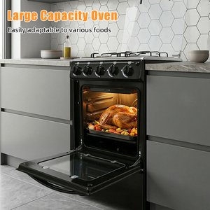 Cuisinière à gaz professionnelle de luxe autoportante noire avec four, 7,64 kW, <span class=keywords><strong>4</strong></span> brûleurs, 220 V, alimentation directe usine - Product Image 4