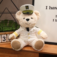 Vente en gros OEM/ODM peluche douce ours en peluche jouet uniforme personnalisé capitaine pilote ours en peluche Mr. hôtesse de l'air peluche ours poupée