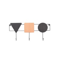 Porte-manteau mural industriel moderne en gros, robuste, en fer et MDF, avec crochets pour chapeaux, clés et serviettes