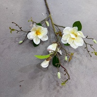 LO-1651 Vente en gros de branches de fleurs de magnolia artificielles au toucher réel, tige florale en soie pour la décoration de mariage et de la maison