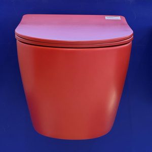โถสุขภัณฑ์แบบแขวนผนังไร้ขอบ MWD One Piece ระบบ Dual-Flush สีแดงด้าน สำหรับห้องน้ำโรงแรม - Product Image 3