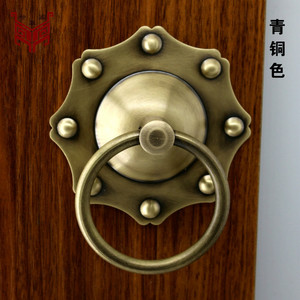 Dotted Hexagonal <b>Door</b> Knocker Brass Ring Cabinet Handle Chinese Style Durable - Product Image 3
