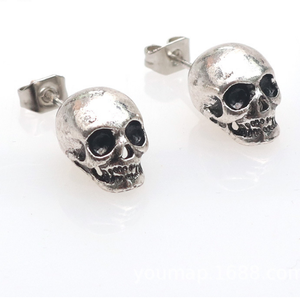 Fantasma negro pendientes de cráneo cabeza pendientes retro hombres y mujeres pendientes - Product Image 1