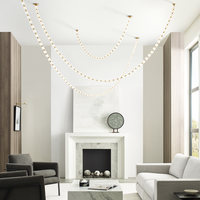 Lustre long moderne en forme de collier de boules de cristal, design nordique, pour escalier, salle à manger, villa, décoration artistique