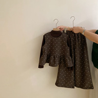 Ensemble de 3 pièces pour filles, chemise à manches longues, gilet à volants fleuri et pantalon décontracté, ensemble de vêtements pour filles, mode automne pour enfants