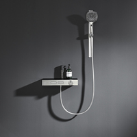 Douche à main cascade 2 fonctions avec brosse, finition nickel, corps en acier inoxydable, petite robinetterie de douche pour salle de bain