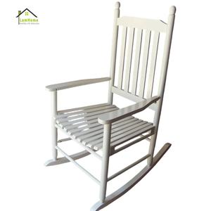 Fauteuil à bascule classique à dossier à lattes, en bois massif blanc, avec accoudoirs, confortable pour la maison, idéal pour les fêtes et les loisirs - Product Image 3