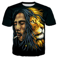 Rappeur Bob Marley 3D imprimé chemise pour hommes Hip Hop t-shirts 3D impression numérique t-shirts homme graphique vêtements partout impression t-shirt