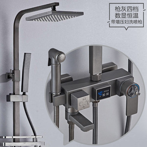 Digital Display Thermostatic Shower Set Brass Valve Core Rain Shower Head With Handheld For Bathroom - Product Image 3