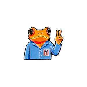 Pin Esmaltado de Rana de Puerto Rico, Rana Naranja con Bandera Puertorriqueñ<span class=keywords><strong>a</strong></span>, Pin de Solapa, Broche de Rana Coquí con Símbolo de Paz para Amantes de PR y Regalos - Product Image 1