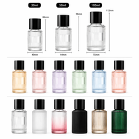 Venta al por Mayor, Stock Disponible, Marca HUAFAN, Botellas de Perfume de Vidrio Transparente Cilíndricas de 30ml/50ml/100ml, Tapas Negras, Pulverizador con Bomba