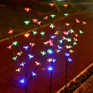 Popular Hot Selling Cherry Blossom LED Flower Twig Tree Staked Branches Garden Lawn Pathway Markers Holiday Luces Navida