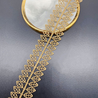 Belle bordure en dentelle filet brodée métallique dorée brillante – Dentelle à bordure dorée