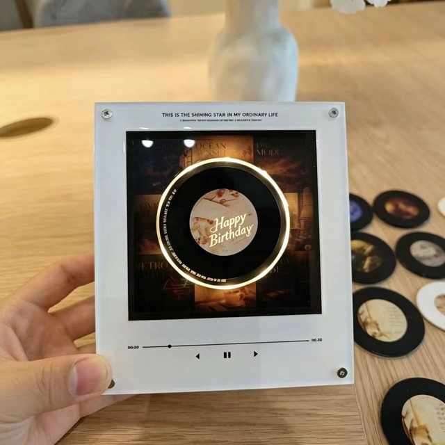 BTS Album Cover NFC Rotating Fridge Magnet Music Player with Light Rechargeable Kpop Collectible