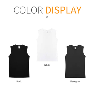 Camiseta sin Mangas para Hombre, 100% Algodón, Casual, Lisa, Tejida, Corte Regular, Cuello Redondo, Color Negro - Product Image 4