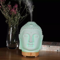 Diffuseur ultrasonique d'huile essentielle pour aromathérapie, dispositif en céramique avec tête de bouddha de haute qualité, capacité de 120 ML