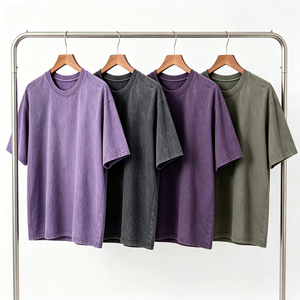 Acid Wash 100% Cotton Oversized Crew Neck <b>T</b> <b>Shirt</b> for <b>Men</b> Custom Tag Heavyweight Drop Shoulder Streetwear - Product Image 1