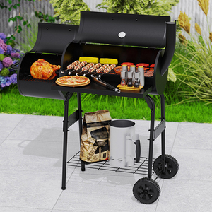 Parrilla Ahumadora de Carbón 2 en 1 con Caja de Fuego Lateral y Termómetro, Ahumador para Barbacoa al Aire Libre para Jardín - Product Image 5