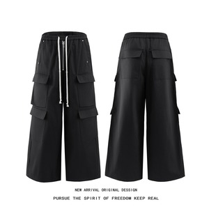 <strong>Men</strong> Streetwear Cargo Pants <strong>Elastic</strong> <strong>Waist</strong> Drawstring Multi Pocket Loose Wide Leg Casual Tactical <strong>Trousers</strong> - Product Image 2