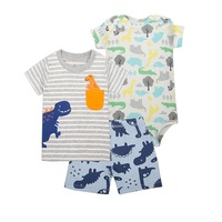 Ensemble 3 pièces décontracté d'été pour bébés garçons : short, barboteuse et vêtements pour tout-petits
