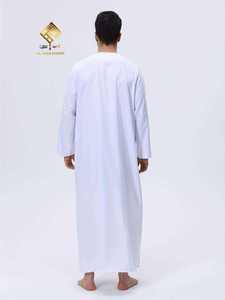 เสื้อโทบสีขาวสำหรับผู้ชาย Al Haramain คอกลม แขนยาว ผ้าฝ้าย สวมใส่สบายๆ ทุกวัน สไตล์ตะวันออกกลาง ระบายอากาศได้ดี ทรงปกติ - Product Image 3