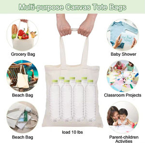 Sacs fourre-tout pliables en toile de coton réutilisables personnalisés blancs et noirs avec logo sérigraphié, pour cadeaux - Product Image 6