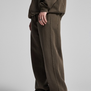 Pantalon de survêtement large pour homme, 420 GSM, coupe ample, délavé à l'acide, style vintage, streetwear, ourlet ouvert personnalisé, polyester/coton - Product Image 5