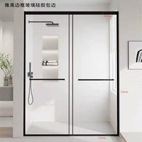 Pintu Kamar Mandi Kaca Temper Berbingkai Engsel, Pintu Kamar Mandi Pemisah Area Kering dan Basah, Cocok untuk Kamar Mandi Rumah