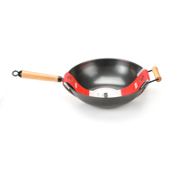Wok antiadhésif de haute qualité 35 cm avec poignée en bois, construction en acier et aluminium, capacité 20 L, revêtement multicouche, inoxydable