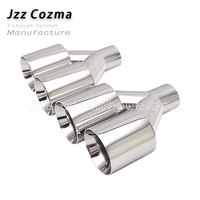 Accessoires de modification automobile JZZ, embouts d'échappement universels en acier inoxydable brillant argenté de type Y, entrée de 2,5 pouces, double sortie de 4 pouces, 1,5 mm