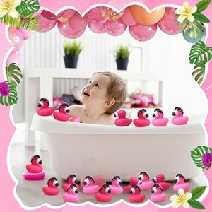 Customized Logo Hot Pink Plastic Flamingos Rubber Duck <b>Bath</b> Toys Bulk for Baby Shower Birthday Party Favors Classroom Prizes - Product Image 5