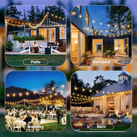 Guirlande de Noël pour extérieur en plastique étanche IP65, 15 m, 10 LED S14, 2700K blanc chaud, anti-éclatement, ampoule Edison, alimentation solaire/AC