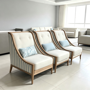 Modern Wooden <b>Restaurant</b> Chairs with Fabric Upholstery and Cushioning for Dining Areas - Product Image 5