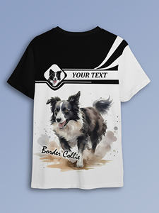 <span class=keywords><strong>T</strong></span>-shirt de sublimation MARKAKRALI personnalisable avec votre nom, texte et motif <span class=keywords><strong>Border</strong></span> <span class=keywords><strong>Collie</strong></span> aquarelle pour un style unique - Product Image 3