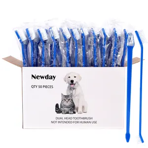 Pet Toothbrush Dual Head Dog Toothbrush Pet Supplier Dogs Cats Cleaning Teeth Brushes 50 pcs per Box
