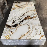 Lembaran PVC Marmer Tahan Air Kilap Tinggi, Papan Dinding Laminasi, Panel Dinding Interior Tekstur UV 3D, Papan Anti Lembab