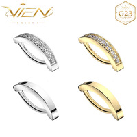 VIEN ZPO-202 RS Anneaux de nombril clicker 14G poli miroir pour femmes, piercing barbell pour nombril, bijoux à rivets avec diamants simulés