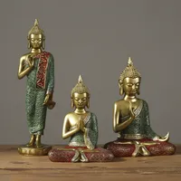 Petit décor de table personnalisé pour la maison bouddhisme thaïlande résine or design assis acolyte novice statue de moine statue de bouddha en méditation