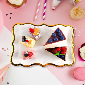 Picnic Party Rectangular Gold Paper Plate <b>Disposable</b> Birthday Party <b>Tableware</b> Paper Plate - Product Image 4