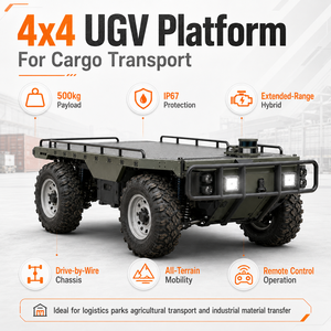 Plataforma UGV 4x4 con Capacidad de Carga de 500 kg, IP67, Vehículo Terrestre Híbrido Todoterreno No Tripulado para Logística de Carga - Product Image 4