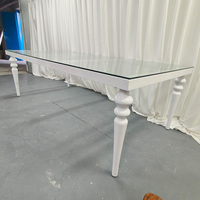 Table de salle à manger rectangulaire moderne à quatre pieds en acier inoxydable pour fêtes, mariages, hôtels et extérieur