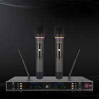 Système de microphone sans fil professionnel infrarouge double fréquence UHF 2 canaux anti-interférence avec transmission de 80-100 m