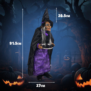 Halloween Animatronic Horror Witch House Keeper Manager elettrico Prop induzione suono luminoso voce Trick Treat Party novità - Product Image 3
