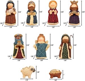 Ensemble <span class=keywords><strong>de</strong></span> 9 figurines <span class=keywords><strong>de</strong></span> <span class=keywords><strong>crèche</strong></span> en résine à texture tricotée, adorables figurines <span class=keywords><strong>de</strong></span> la Sainte Famille à l'aspect tissé pour la décoration <span class=keywords><strong>de</strong></span> <span class=keywords><strong>Noël</strong></span> et les cadeaux - Product Image 4