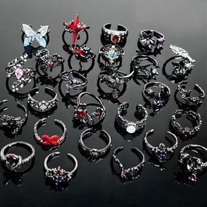 Trendy <b>Black</b> Crow Punk Hip Hop <b>Rings</b> Women <b>Men</b> Fashion Adjustable Opening <b>Ring</b> Halloween Gothic Cross Crown Heart <b>Ring</b> - Product Image 3