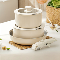 Ensemble de casseroles multifonctionnelles en acier inoxydable 304, écologiques, personnalisables, avec poignée amovible, pour la cuisine domestique, vente en gros